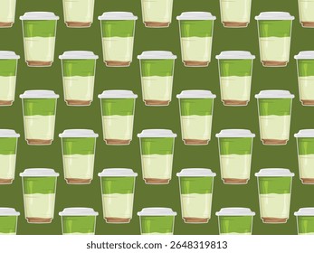 matcha set powder green tea japanese leaf ingredient powder element herb traditional cartoon icon