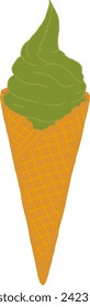 Icono de ilustración de color dibujado a mano de helado de servicio suave Matcha. Vector.