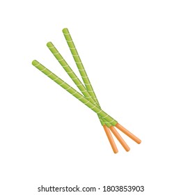 Matcha sticks. Dipped stick. Dipped stick pattern vector. Matcha dipped cookie sticks.