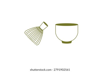 matcha stirrer and bowl logo vector