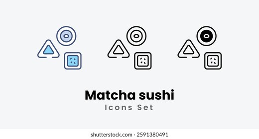 Matcha sushi icons set vector stock illustration