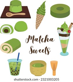 The Matcha sweets illustration set
