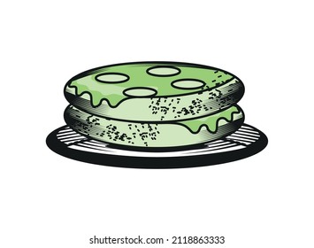 matcha tea biscuit icon isolated