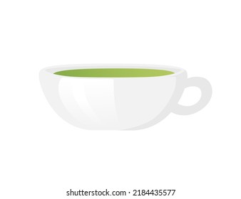 Matcha-Tee auf keramischem Hintergrund, Vektorgrafik einzeln auf weißem Hintergrund