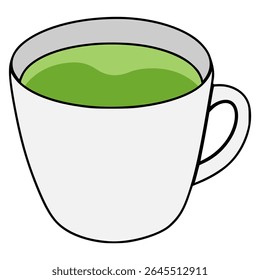 Matcha té en una bebida de la taza Diseño de Plantilla de Ilustración vectorial de color plano