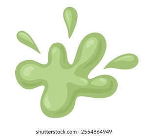 Matcha tea drops and splash. Matcha taste. Japanese green tea ceremony. Flat Vector illustration isolated on white background
