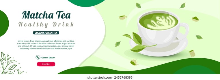 Matcha Tee Grün Banner Vorlage