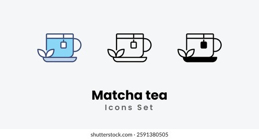 Matcha tea icons set vector stock illustration