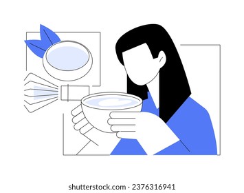 Matcha tea isolated cartoon vector illustrations. Young girl drinking matcha tea in the cafe, people lifestyle, eating out in the restaurant, favorite coffee shop vector cartoon.