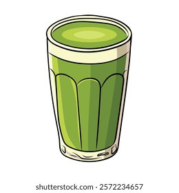 Matcha tea, latte, iced matcha. Vector