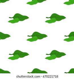 Matcha tea leaves seamless pattern. Japanese drink, natural organic plant. Leaves of asian tea. Made in vector cartoon flat style