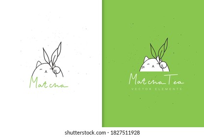 Matcha tea logotype collection.Organic Food icon.Can use for logo,company identity,emblem,packaging,web.