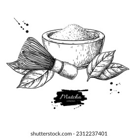 Matcha tea vector drawing