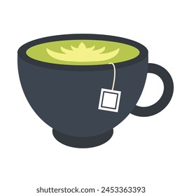 С té matcha. Ilustración vectorial.