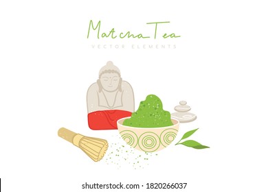 Matcha tea. Vector illustration isolated on white.