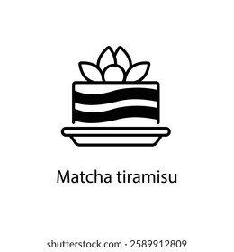 Matcha tiramisu vector icon stock illustration