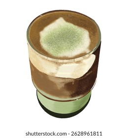 Matcha Vanilla Cream Latte Coffee Cafe Beverage Dessert