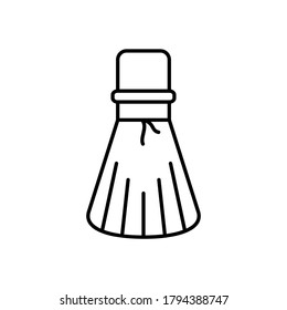 Matcha whisk. Linear icon of special bamboo tool for whipping green tea powder. Japanese accessory for tea ceremony of making drink. Black pictogram. Contour isolated vector, white background
