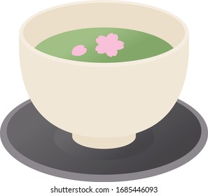 matcha,green tea and cherry blossoms,Japanese tableware teacup saucer set