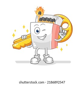 the matchbox carry the key mascot. cartoon vector