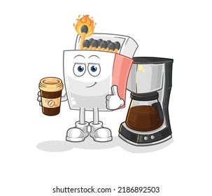 la ilustración de café de bebida del matchbox. vector de caracteres