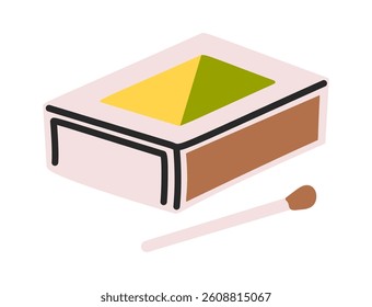 Matchbox filled matches hand-drawn element
