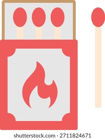 Matchbox with Fire Flame and Matches Icon