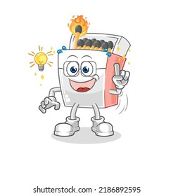 the matchbox got an idea cartoon. mascot vector