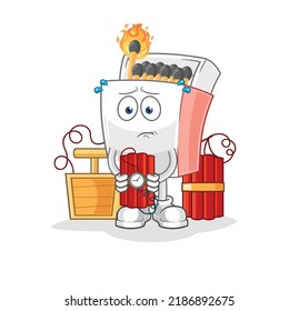 el matchbox que contiene el carácter dinamita. vector de mascota de dibujos animados