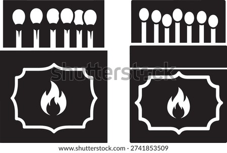 Matchbox icon with matches, fire starting, ignition tool