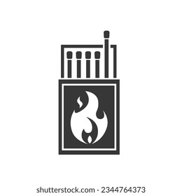 Matchbox Icon, Matchstick Icon, Matchbook Icon Vector Art Illustration Flat Sign