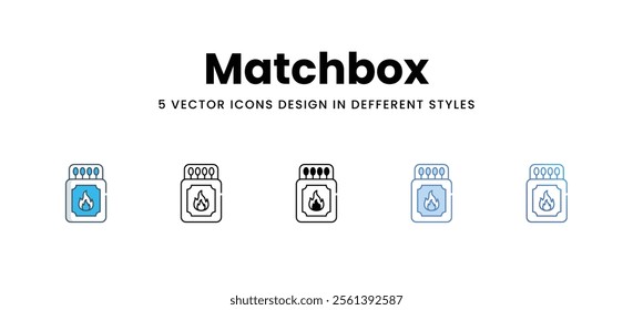 Matchbox icons in different style vector stock illustration