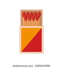 matchbox isolated on white background, household flammable tool for lighting fire in cardboard box, cartoon colorful vector illustration in flat style