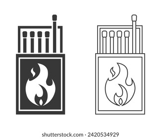 Matchbox line Icon set, Matchstick Icon, Matchbook Icon Vector Art Illustration Flat Sign