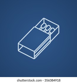 Matchbox line icon for web, mobile and infographics. Vector light blue icon isolated on blue background.