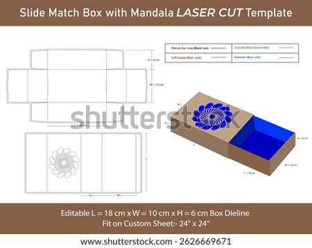 Matchbox, mandala Laser Cut Template in Slide Box