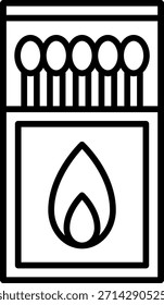 Matchbox mit Streichhölzern und Flammensymbol-Vektor