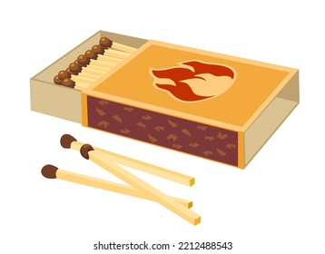 Matchbox And Matches. Flat Design Style. Vector Illustration Isolated On A White Background. Illustration.