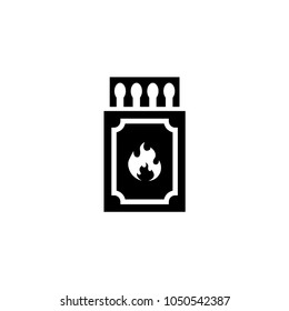 Matchbox and Matches. Flat Vector Icon. Simple black symbol on white background