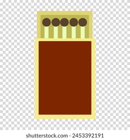 Caja de cerillas, fósforos, artículo para encender un fuego, viaje, supervivencia, diseño plano, Imagen simple, estilo de dibujos animados. Concepto de caminata. Icono de línea de Vector para negocios y publicidad
