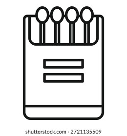Matchbox with matches for starting fire icon, outline style isolated on white background