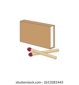 Matchbox with matches sticks vector illustration on white background