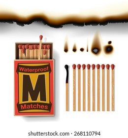 Matchbox and matches, vector illustration.