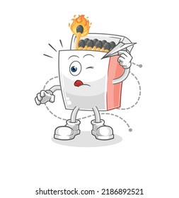the matchbox with paper plane character. cartoon mascot vector
