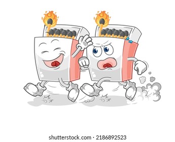 the matchbox play chase cartoon. cartoon mascot vector