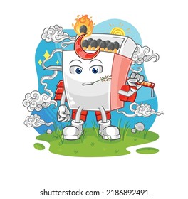 la caricatura matchbox samurai. vector de mascota de dibujos animados
