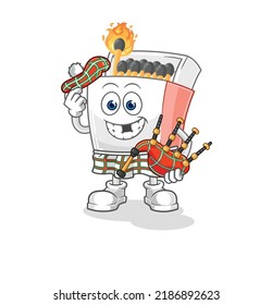 the matchbox scottish with bagpipes vector. cartoon character