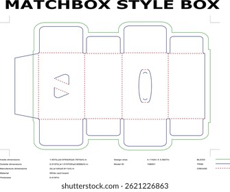 Matchbox Style Box Die Cut Template Packaging Design Vector Illustration