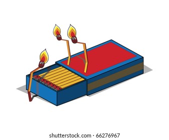 matches box against white background, abstract vector art illustration