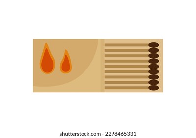 Matches box carton illustration isolated on white background. Fire making equipment.